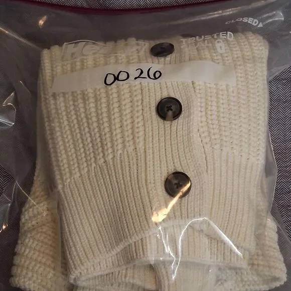 Everlane Womens Chunky Knit Cardigan Sweater White Boho Fisherman Large Coastal - Picture 9 of 11